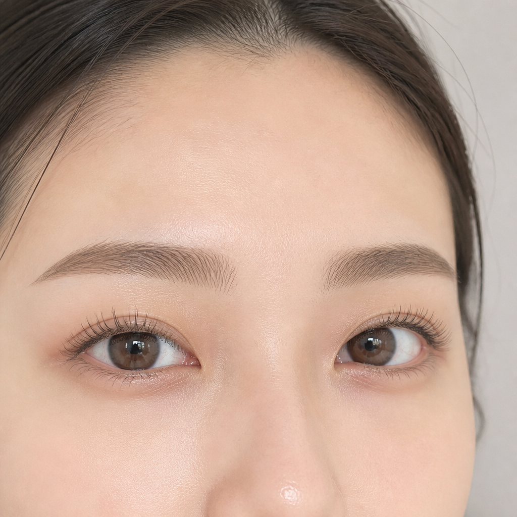 自分に似合う眉毛デザイン（平行眉・ゆるやかアーチ）に整えた眉毛のイメージ