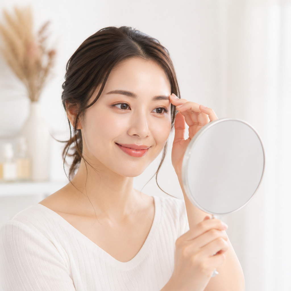 眉毛WAX脱毛後にセルフケアをする女性のイメージ