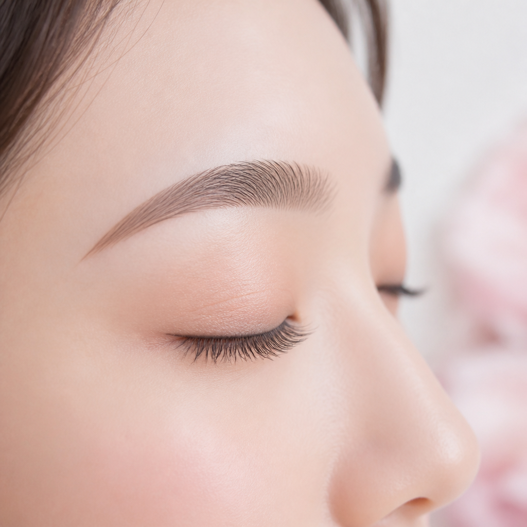 眉毛WAX脱毛とまつげパーマで整えた、清潔感のある目元と眉毛のイメージ