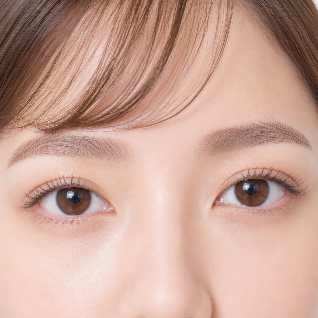 初めてのまつげパーマで自まつげを活かしたナチュラルな立ち上がりに仕上がった目元のイメージ