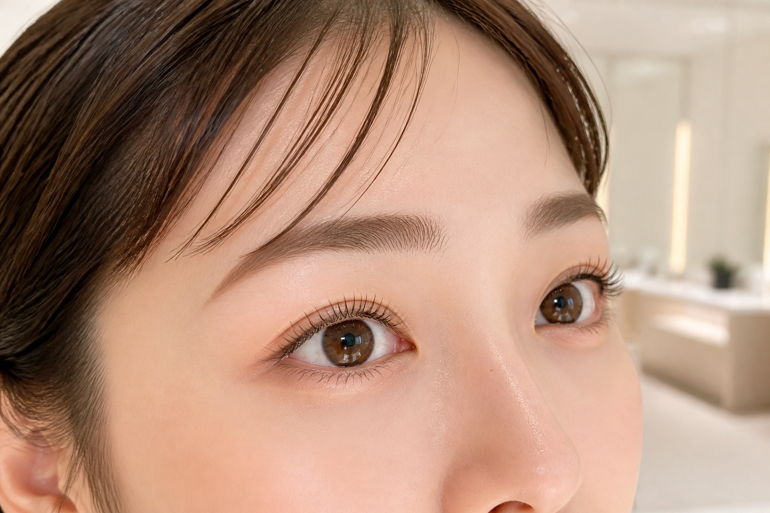 川崎のアイサロンフェアで仕上げたまつ毛パーマ・まつエクの美しい目元イメージ