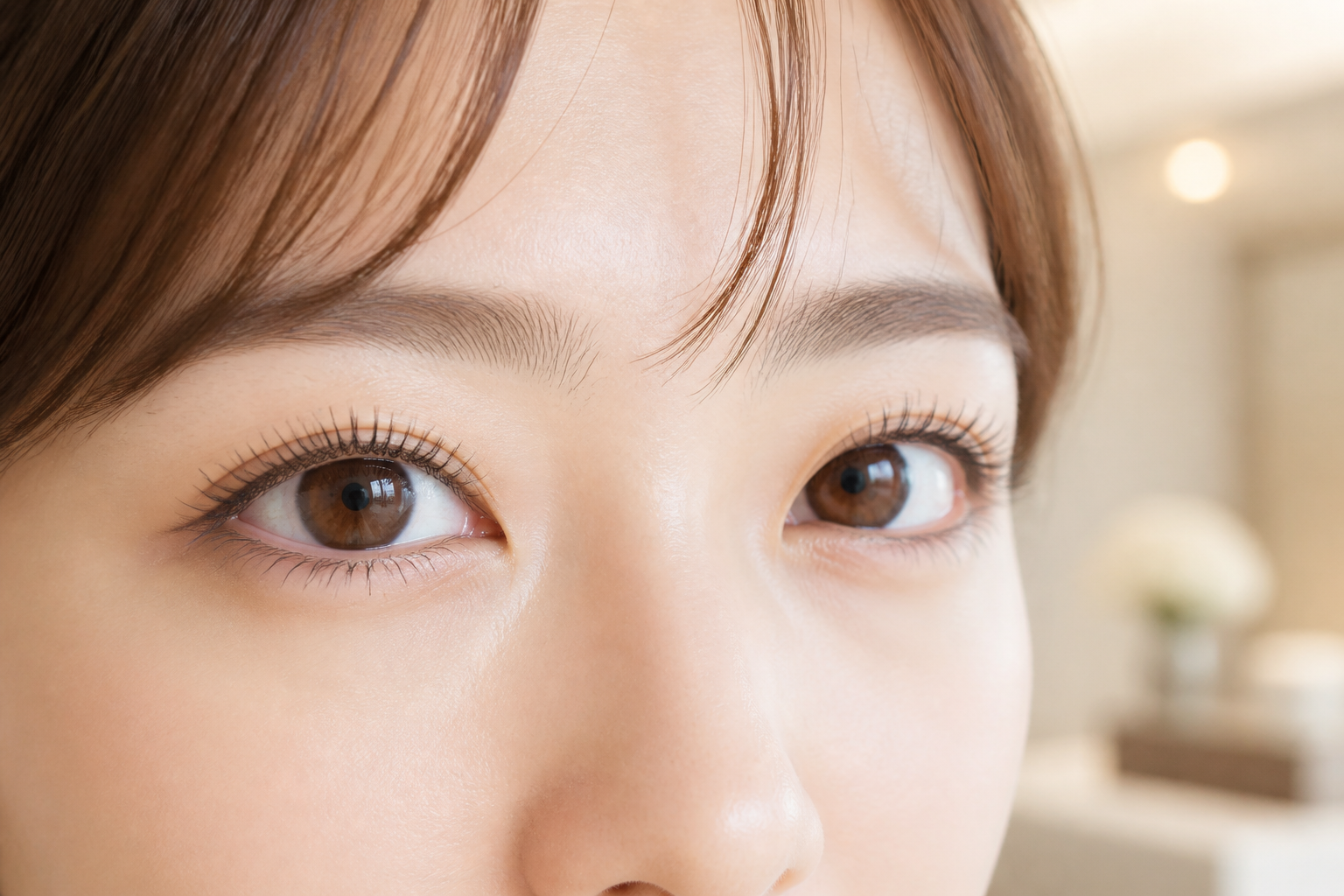 武蔵小杉のアイサロンフェアで仕上げたまつ毛パーマ・まつエクの美しい目元イメージ