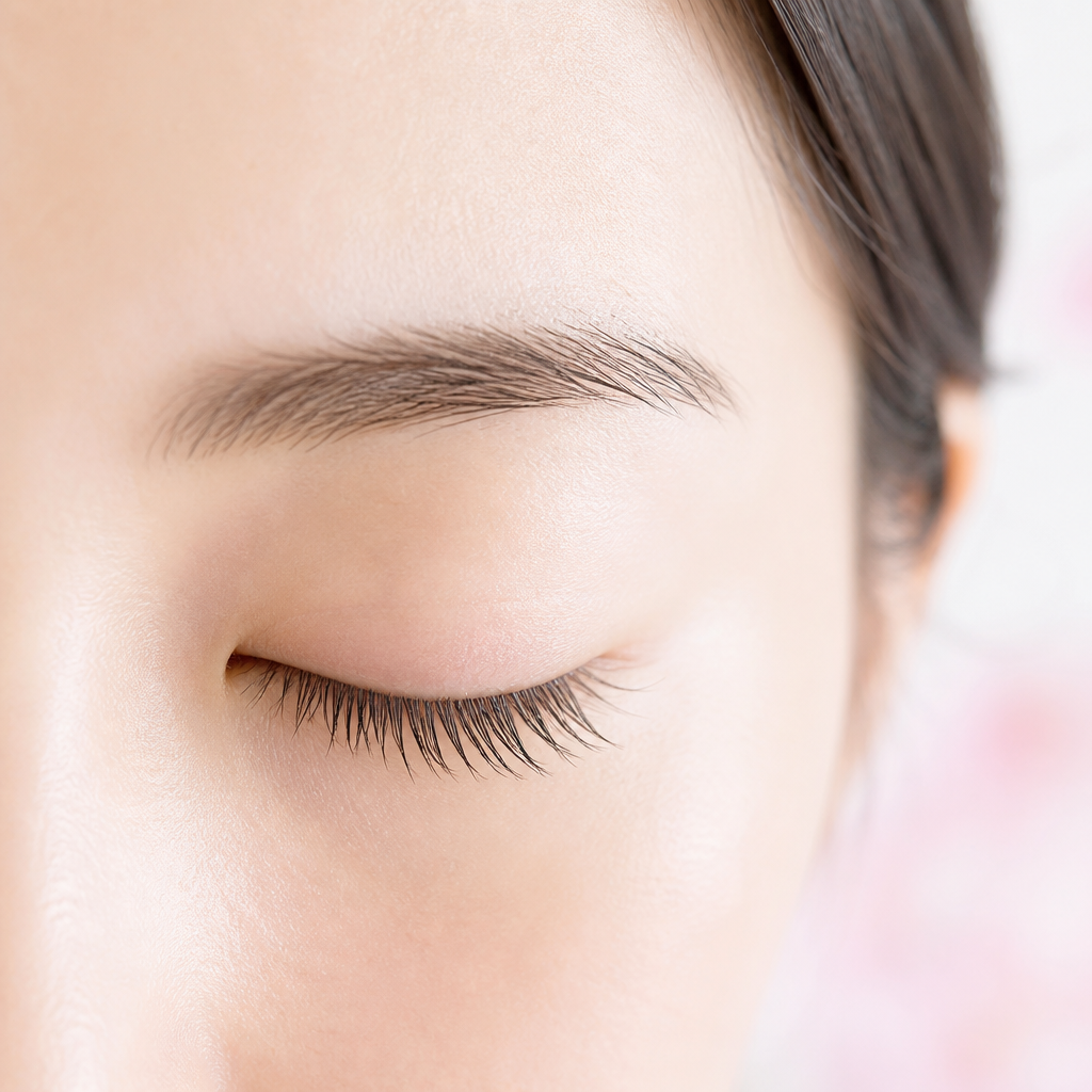 健康的にハリのある自まつげを保った、清潔感のある目元のイメージ